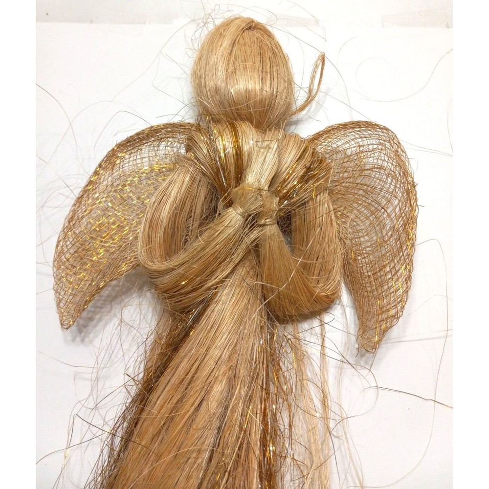 Set of 3 Straw Angel Wall Hangers Metallic Praying Hands 24, 20, 12 Inches Vtg. - Picture 4 of 8